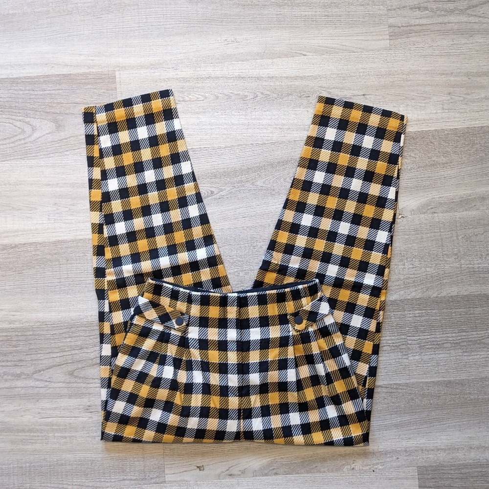 topshop plaid pleated trousers